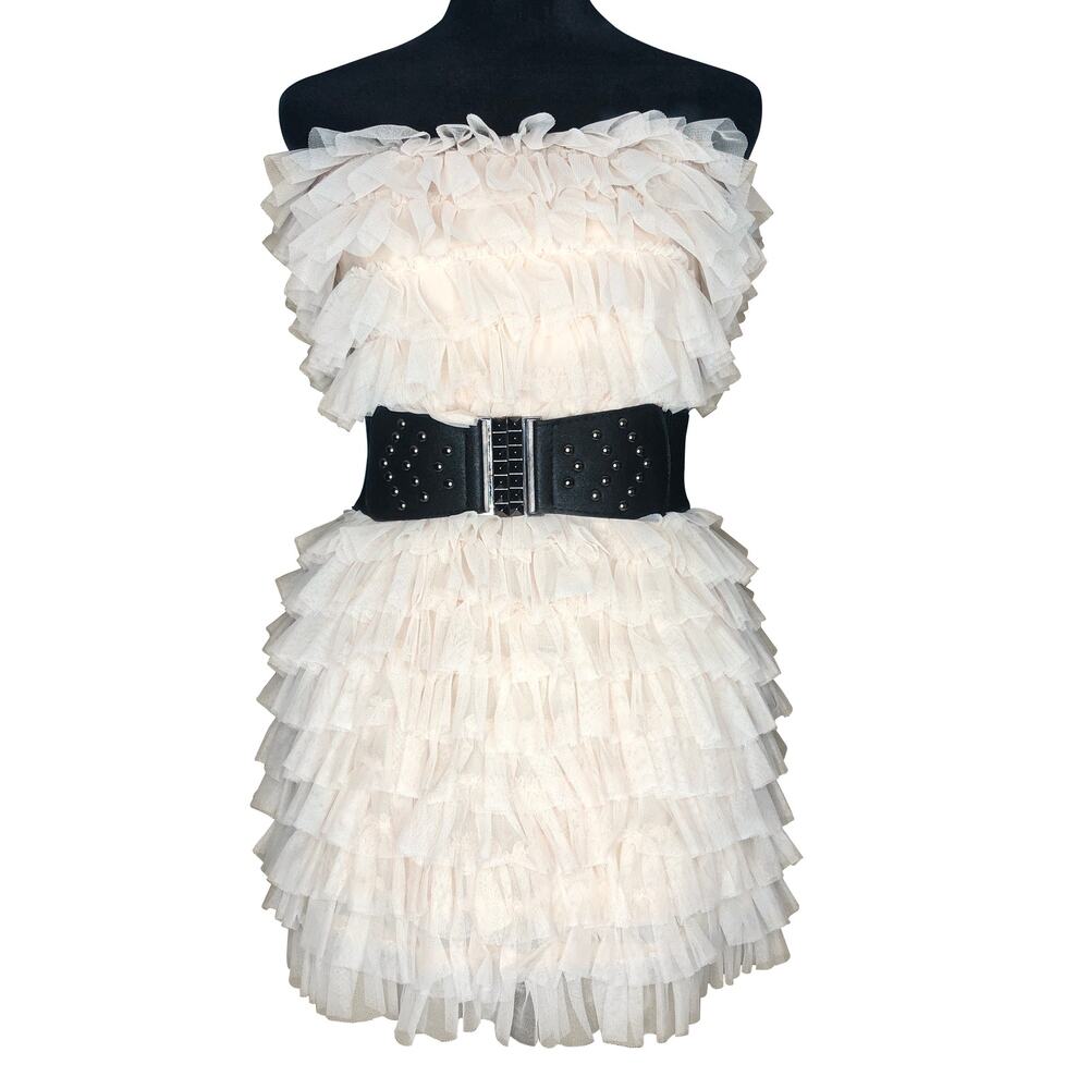 Haute Hippie Cream Tiered Ruffle Dress - Size Small - Picture 2 of 13